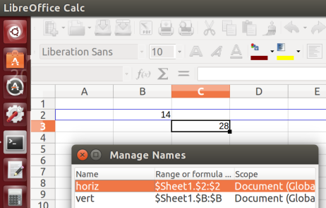 '!' Intersection Operator in Calc A1 Formula Syntax using names