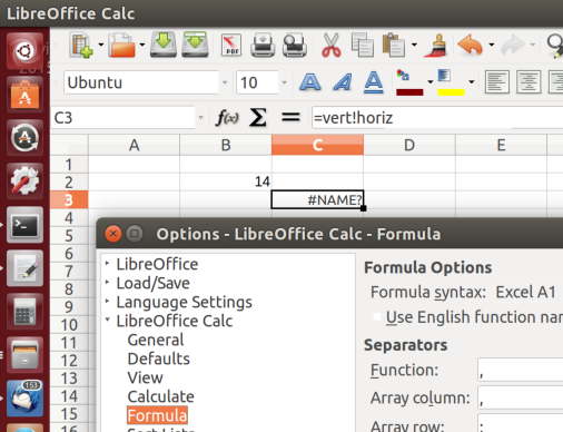 Attempting to use '!' as Intersection Operator in Excel A1 Formula Syntax correctly gives a #NAME? Error